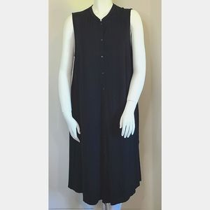 2X EILEEN FISHER Black Button Down Dress / Long Vest